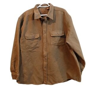 Marino Bay Chamois Shirt Mens 2XL Brown Cotton Long Sleeve Button Down Warm